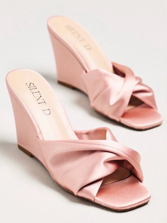 Silent D Shoes - Silent D Katia Wedges, Pink Satin, EU 37/US 6-6.5